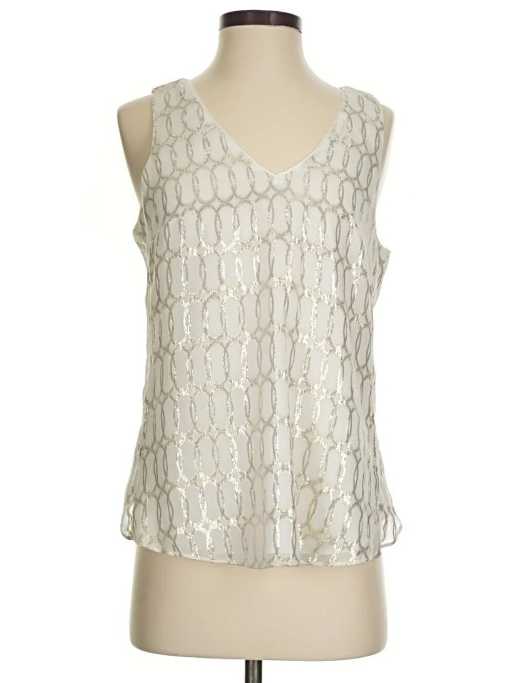 White House Black Market Silk V-Neck Top